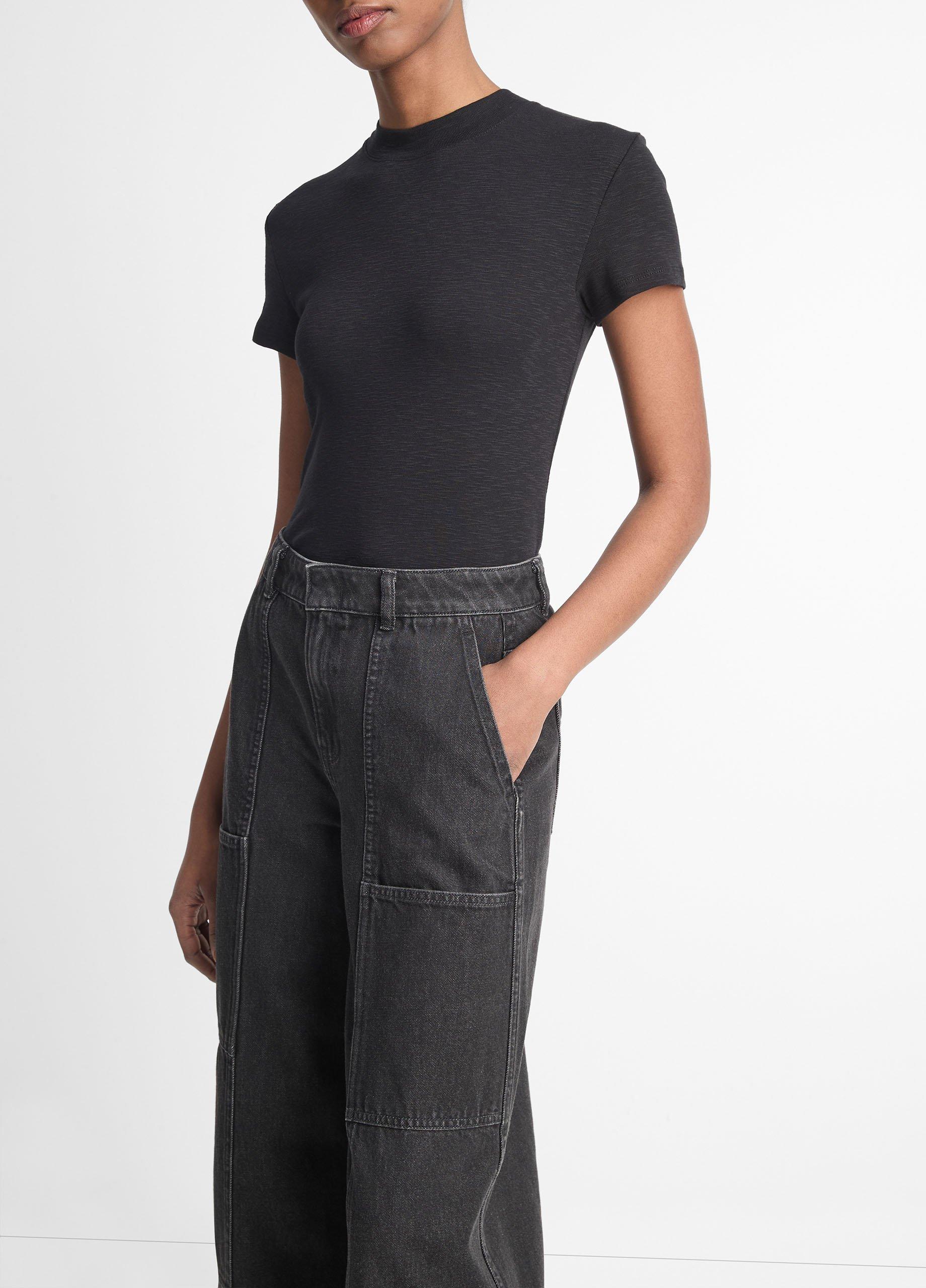 Cotton-Blend Cap-Sleeve T-Shirt image number 2