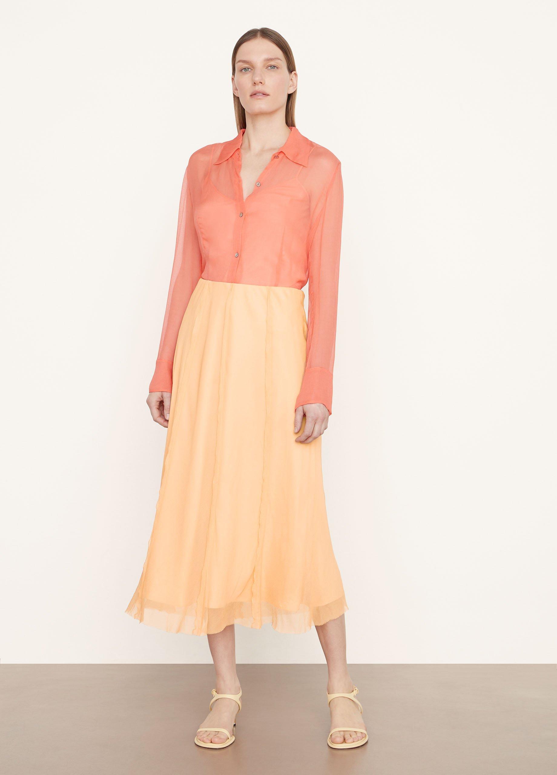 Sheer Crinkled Lettuce-Edge Skirt image number 0