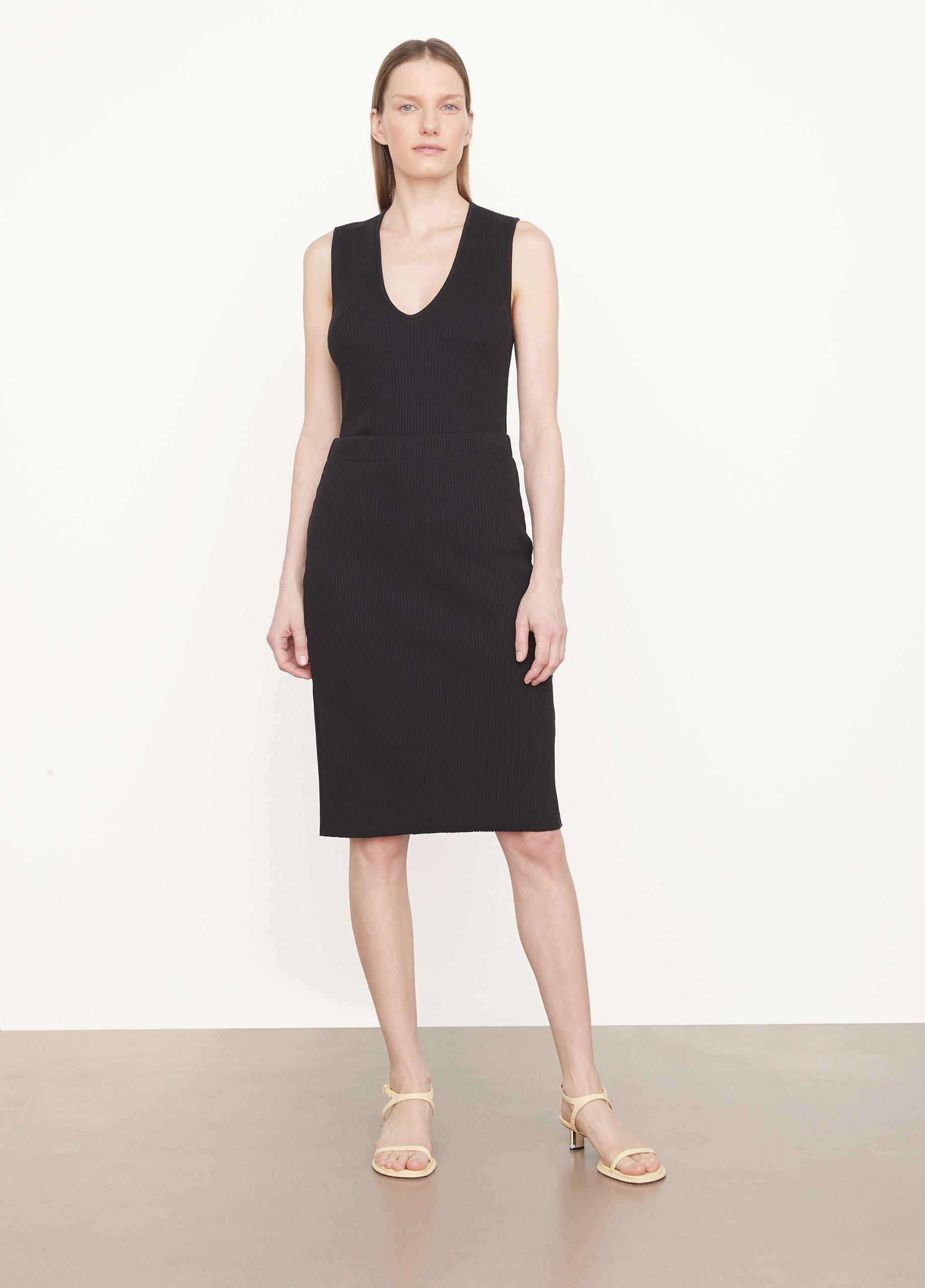 Ribbed Back-Slit Midi Skirt image number 0