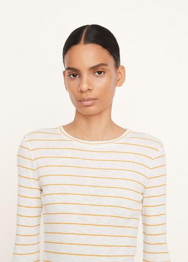 Striped 3/4 Sleeve Crew Neck T-Shirt image number 1