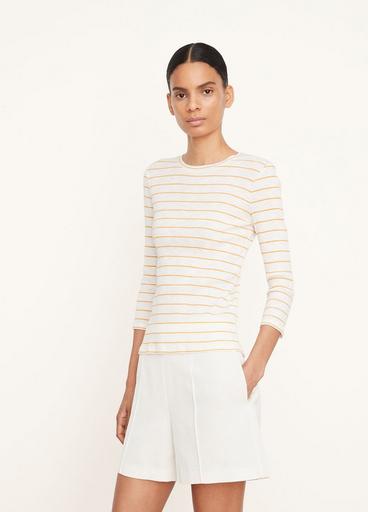 Striped 3/4 Sleeve Crew Neck T-Shirt image number 2