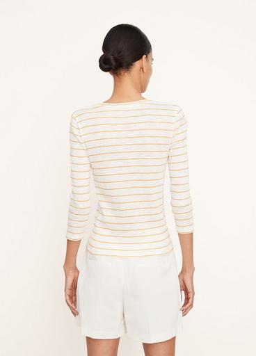 Striped 3/4 Sleeve Crew Neck T-Shirt image number 3