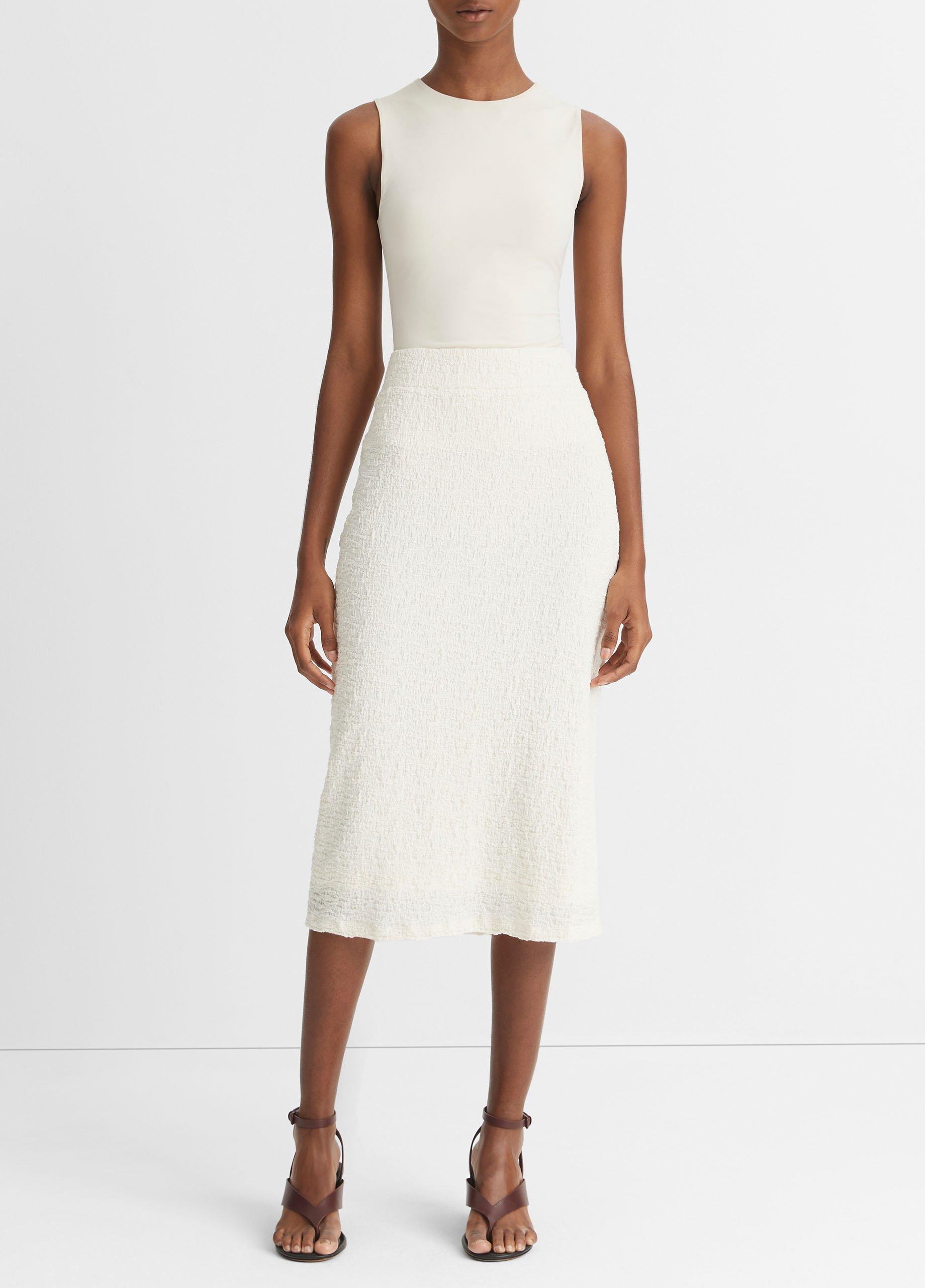 Vince eyelet outlet wrap midi skirt