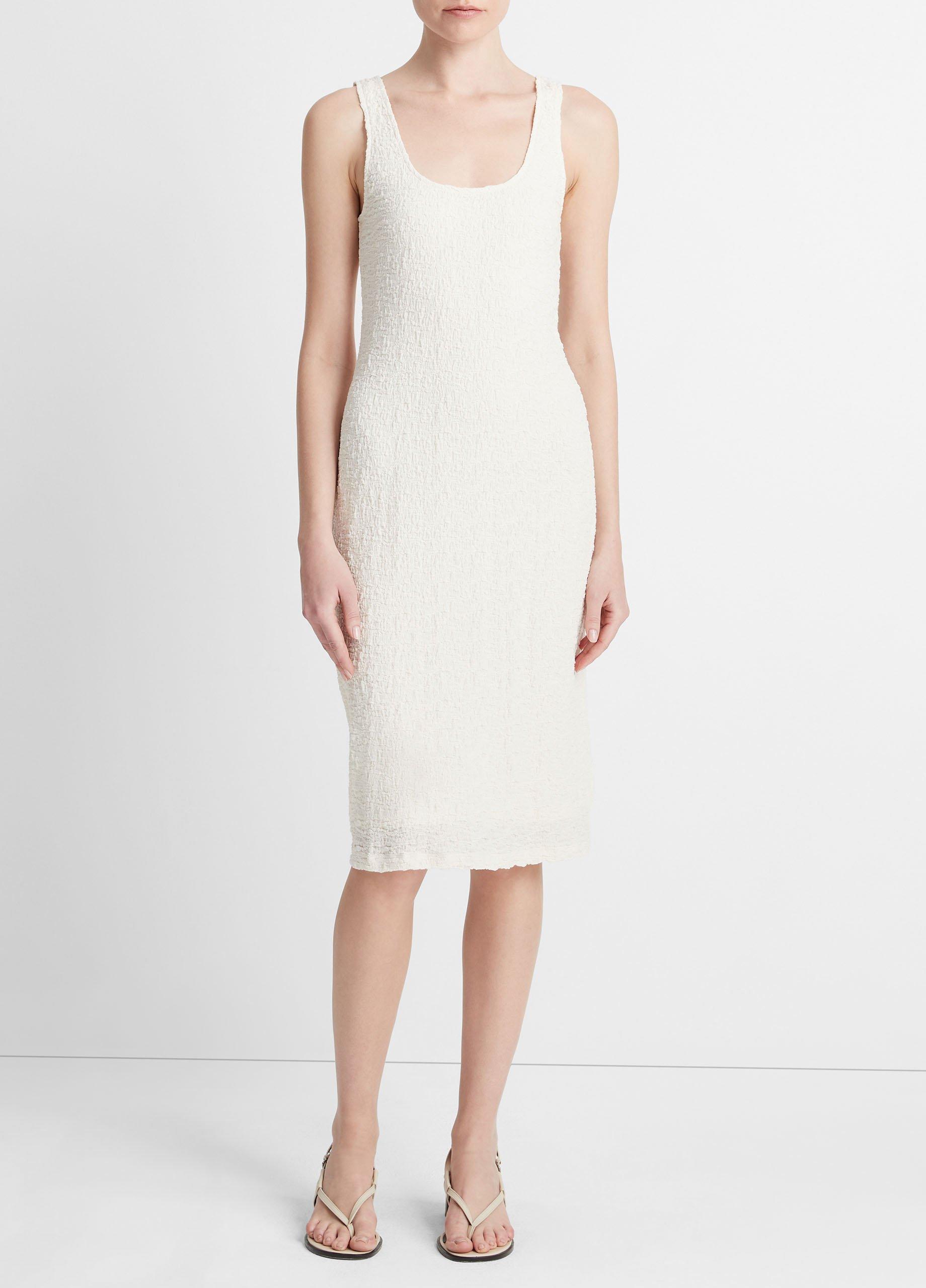 Smocked Square-Neck Tank Dress in Dresses & Skirts | Vince