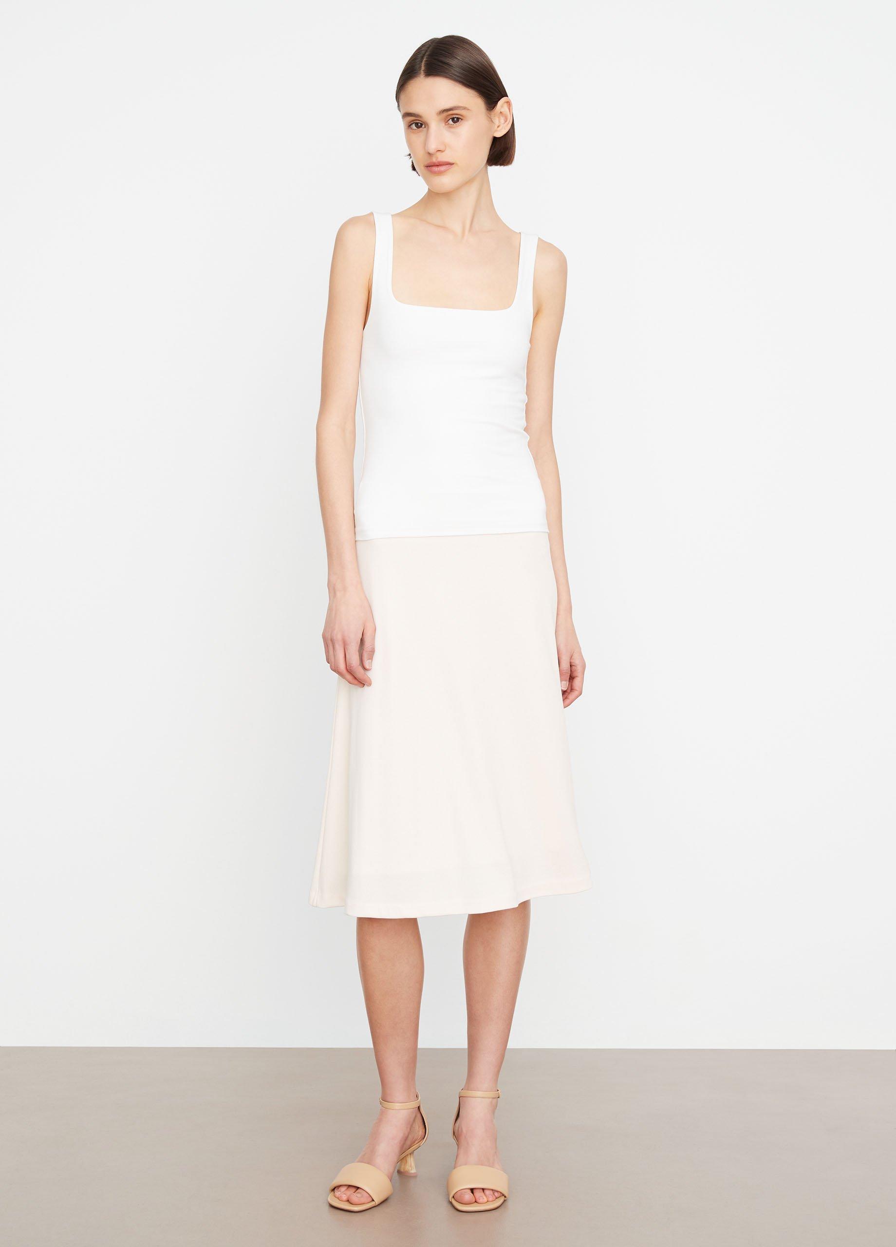 【KOOLOSET】Linen Square-Neck Knit Stretch-Pima Cotton Square-Neck Tank in Shirts & Tees | Vince