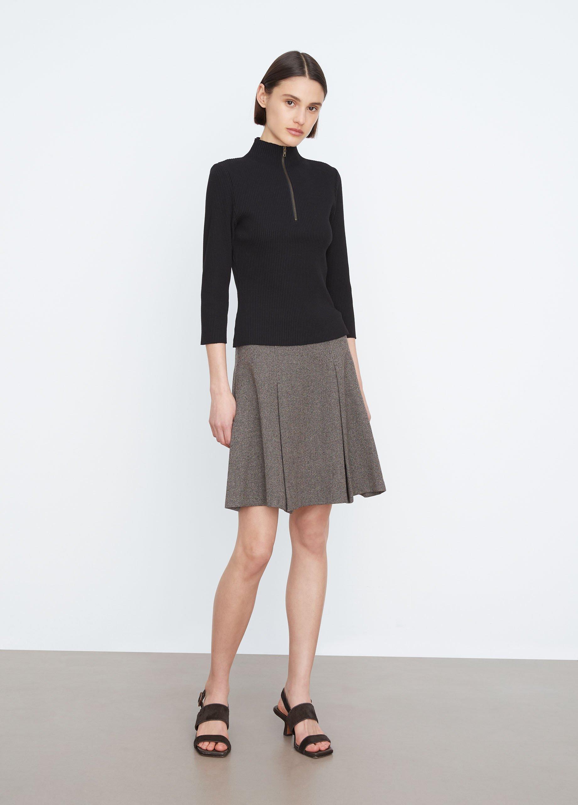 Ribbed Half-Zip Three-Quarter-Sleeve Top image number 0