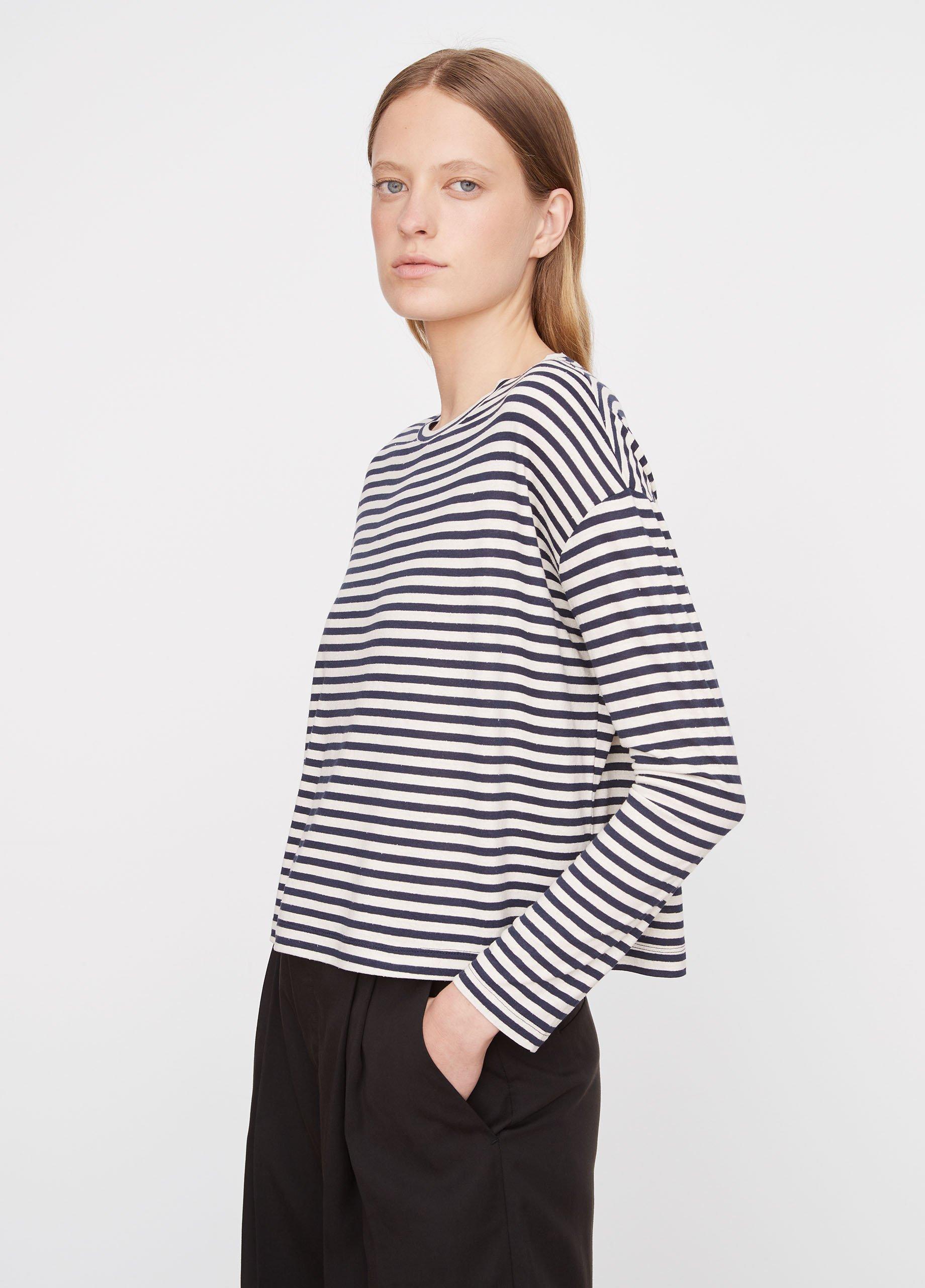 Striped Drop-Shoulder Long-Sleeve T-Shirt