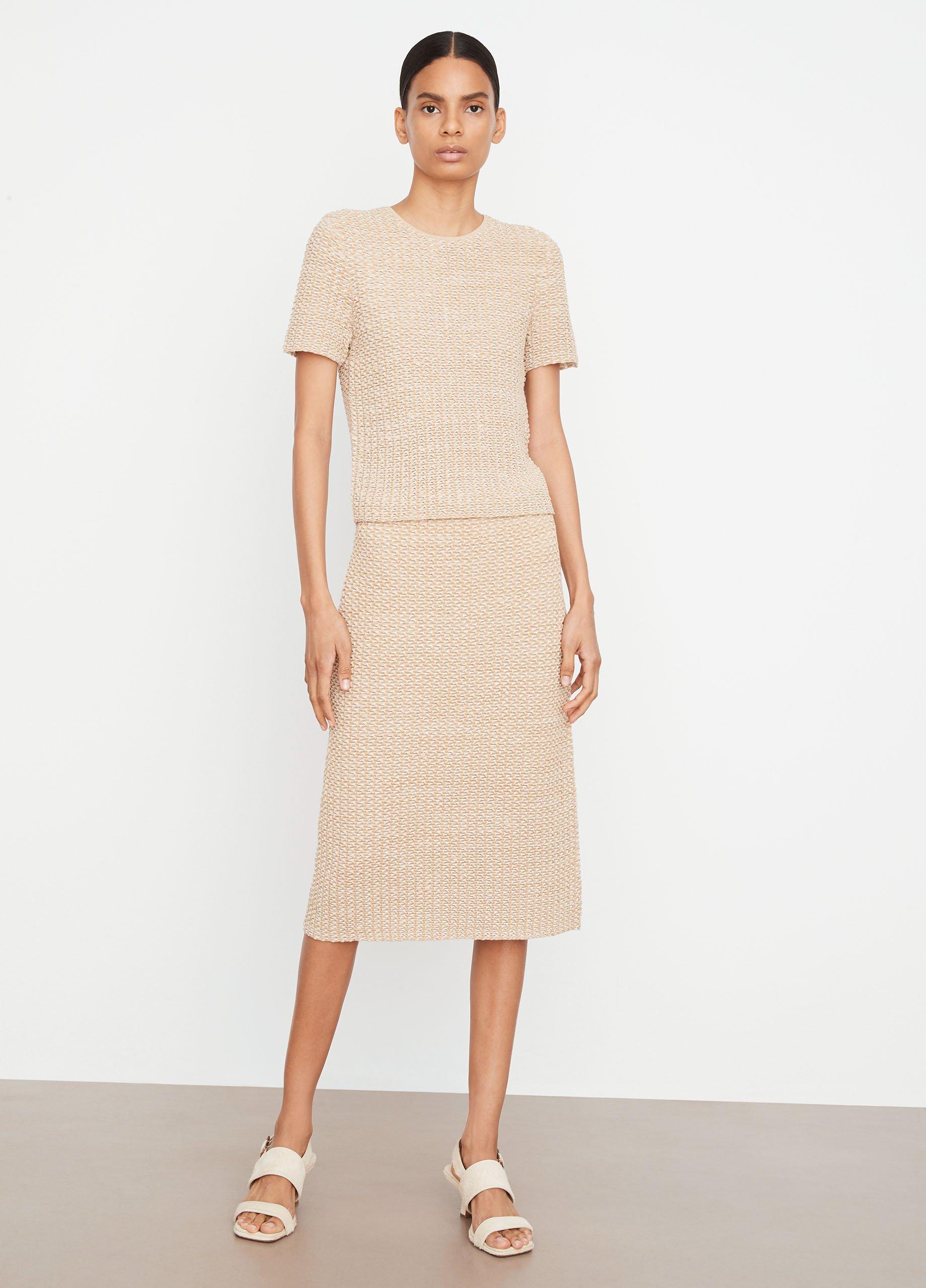 Italian Cotton-Blend Pucker-Stitch Crew Neck Top image number 0