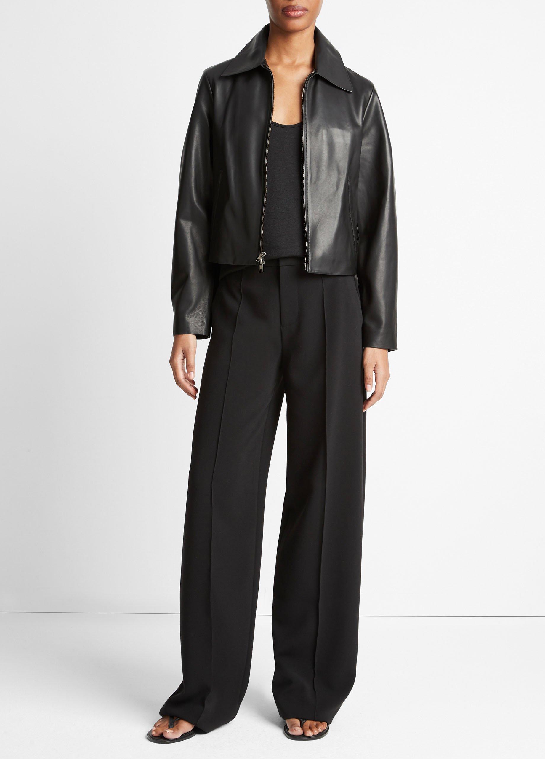 Leather Zip-Front Jacket in Jackets & Outerwear | Vince