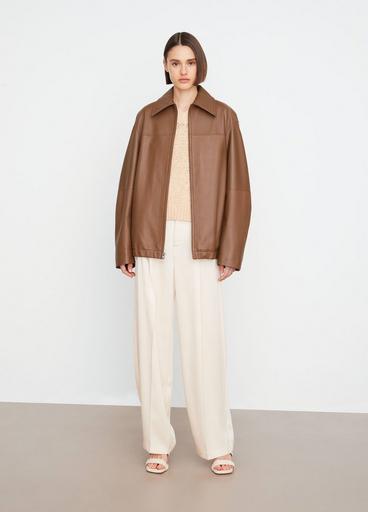 Oversized Leather Bomber Jacket in Jackets & Outerwear | Vince