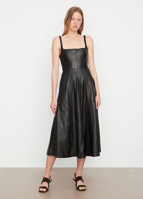 Square-Neck Leather Dress
