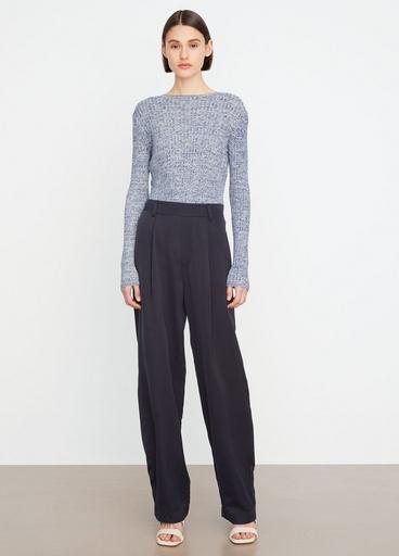 Silk-Blend High-Waist Pull-On Pant image number 0