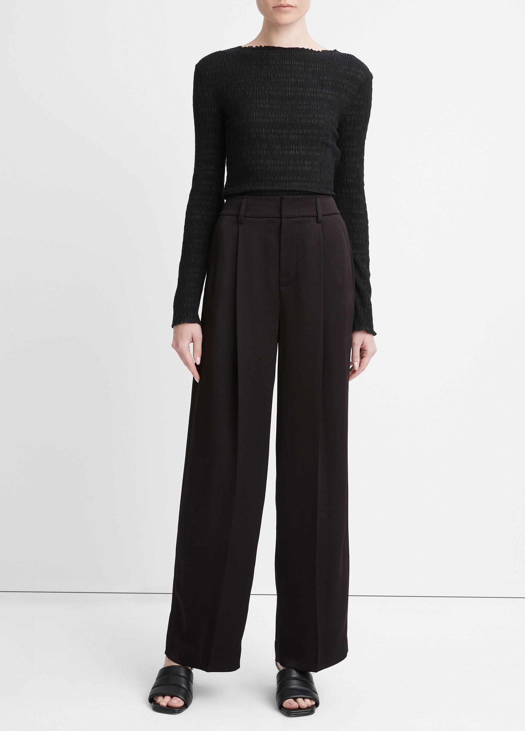 빈스 Vince Satin Wide-Leg Pant,BLACK