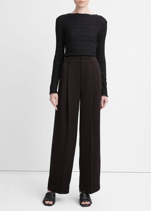 NWT Vince Twill Crop Wide-Leg Pants Trousers, Wool Blend, Black Sz