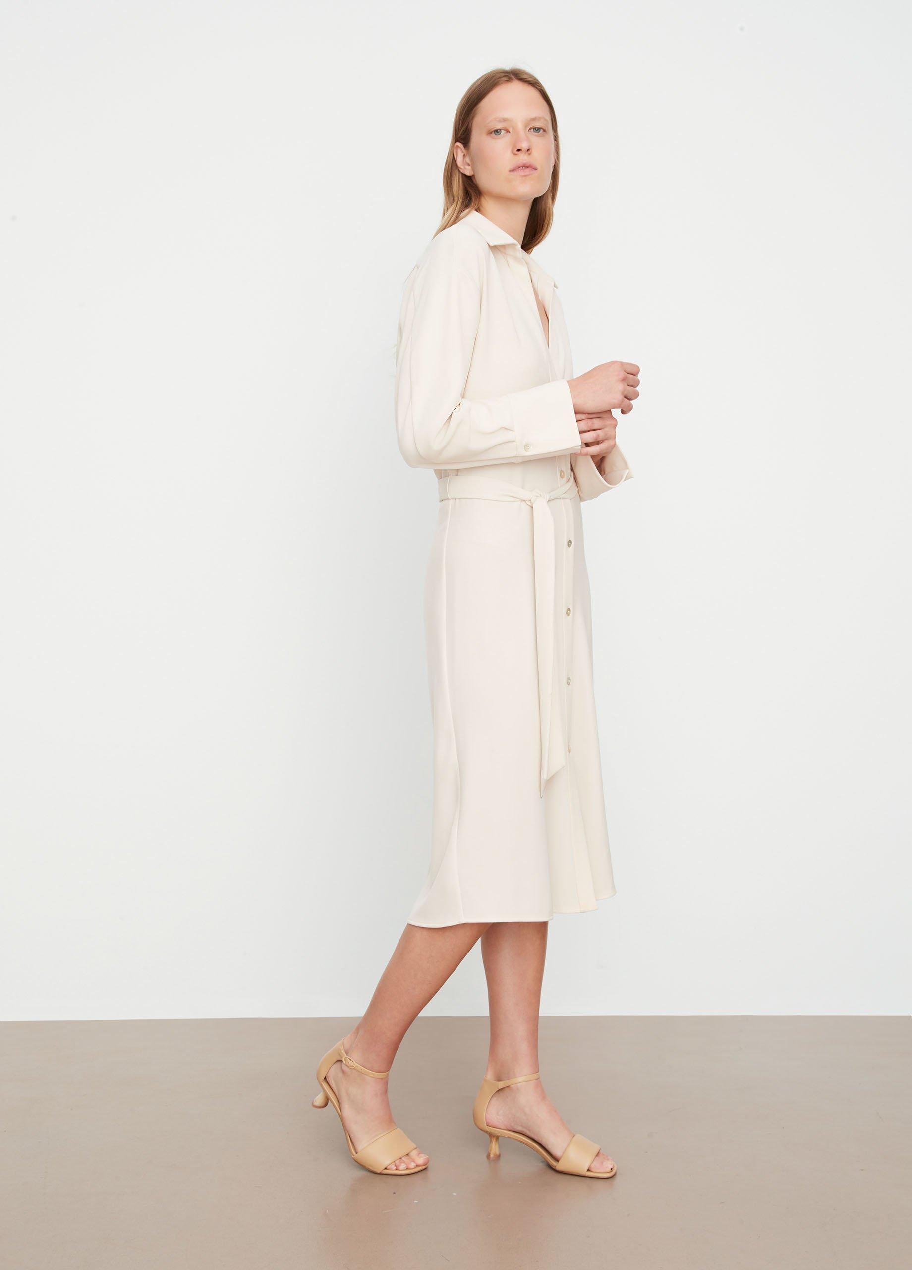 Long-Sleeve Belted Shirt Dress in Dresses & Skirts | Vince