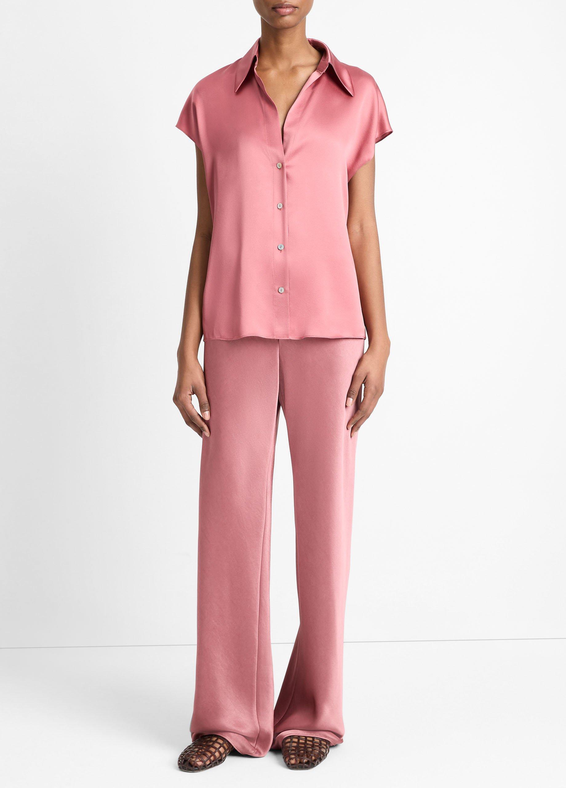 Silk Cap-Sleeve Ruched-Back Blouse image number 3