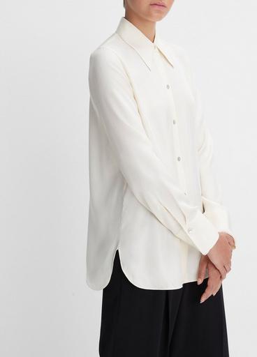Easy Silk-Blend Long-Sleeve Button-Front Blouse image number 2