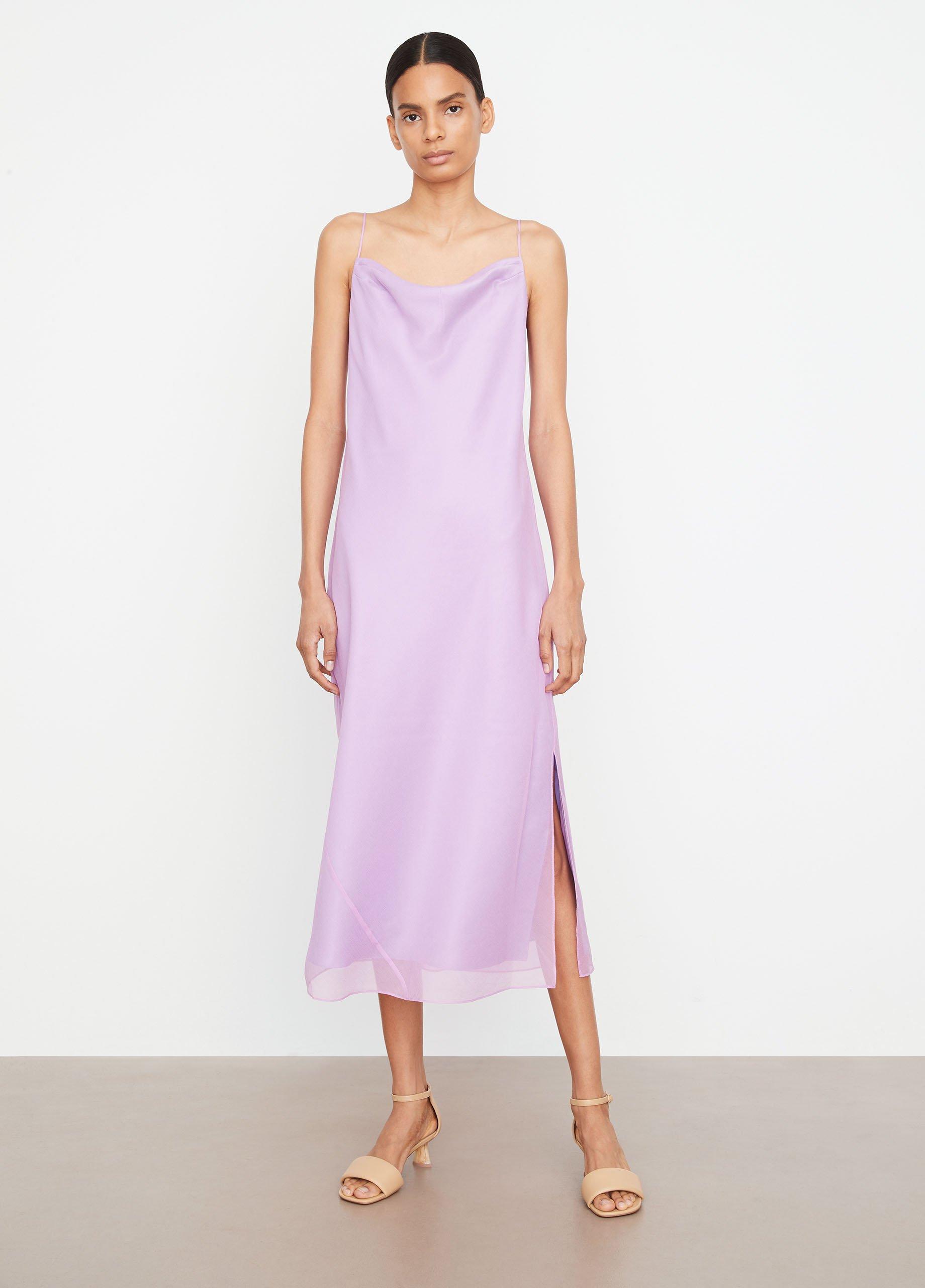 Crinkle Silk Cowl-Neck Camisole Dress image number 0