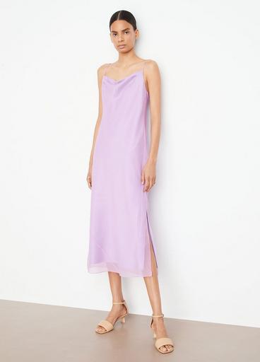 Crinkle Silk Cowl-Neck Camisole Dress in Dresses & Skirts | Vince
