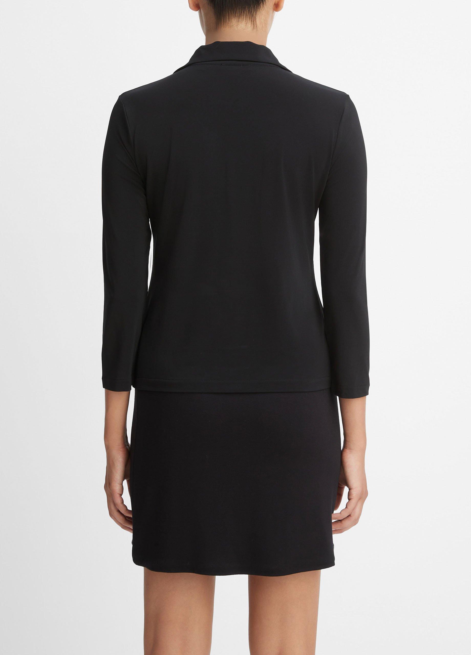 トップス III Three-Quarter-Sleeve Button-Front Polo Top in Long Sleeve