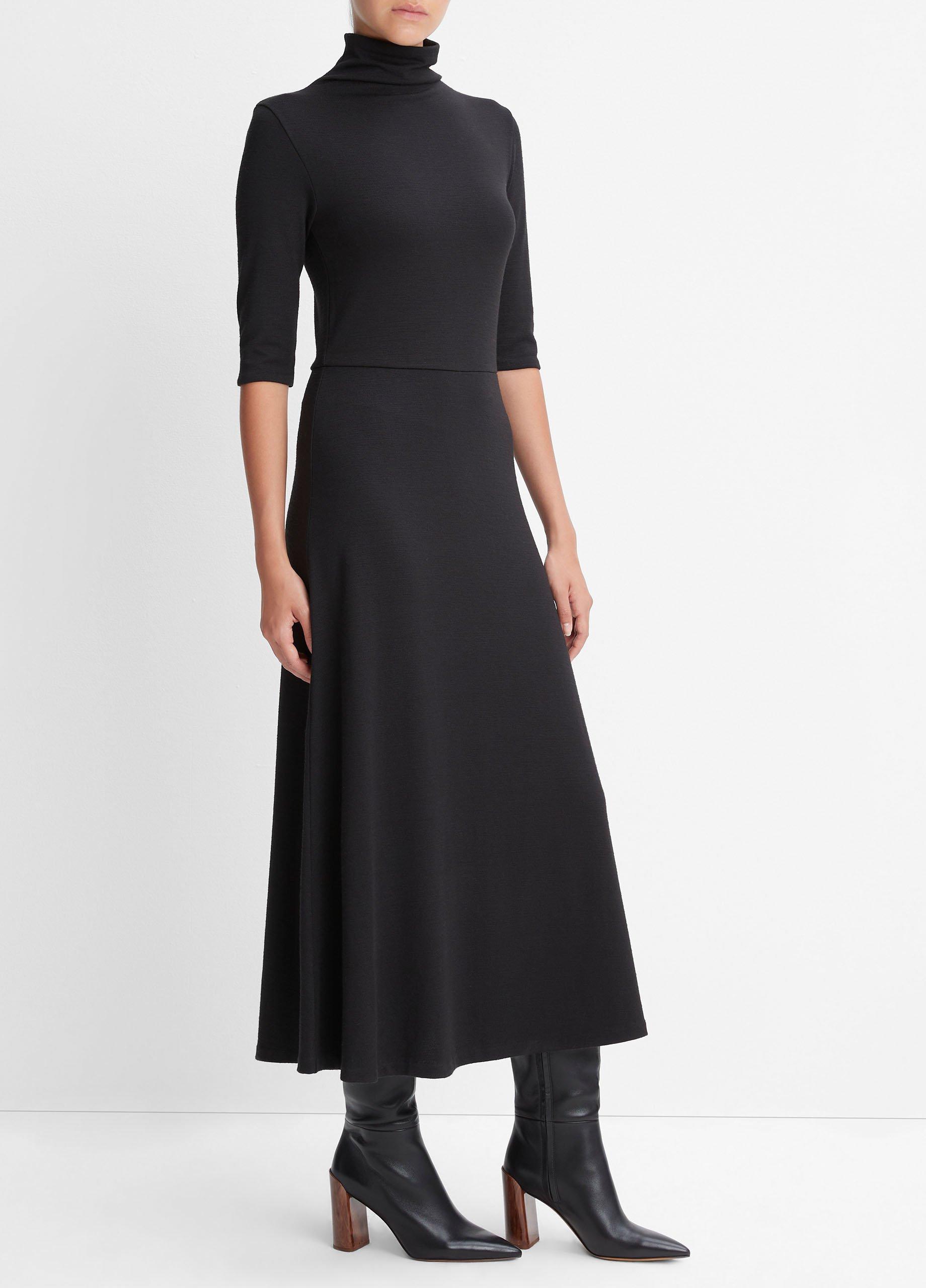 Black long turtleneck clearance dress