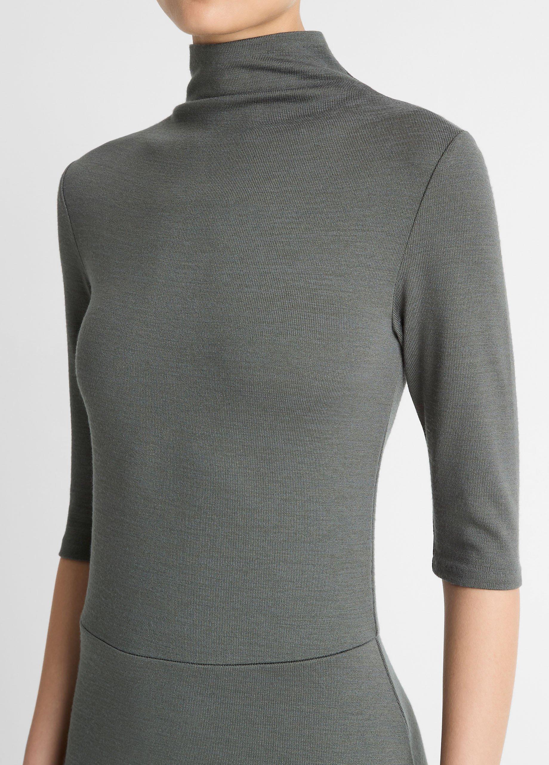 Elbow-Sleeve Turtleneck Dress image number 3
