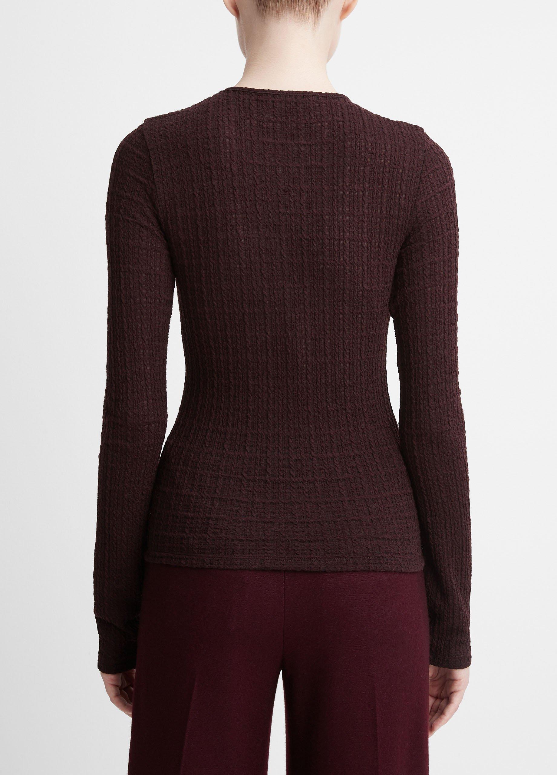 Plaid-Jacquard Long-Sleeve Top in Long Sleeve | Vince