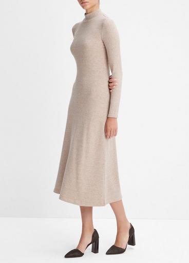 Ribbed Long-Sleeve Mock Neck Dress image number 2