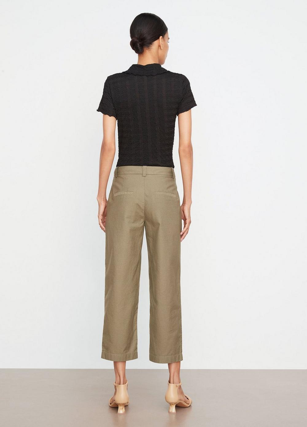 Mid-Rise Washed Cotton Crop Pant in Trousers | Vince