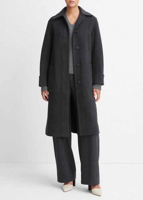 빈스 Vince Fine Wool-Blend Lined Overcoat,HEATHER CHARCOAL