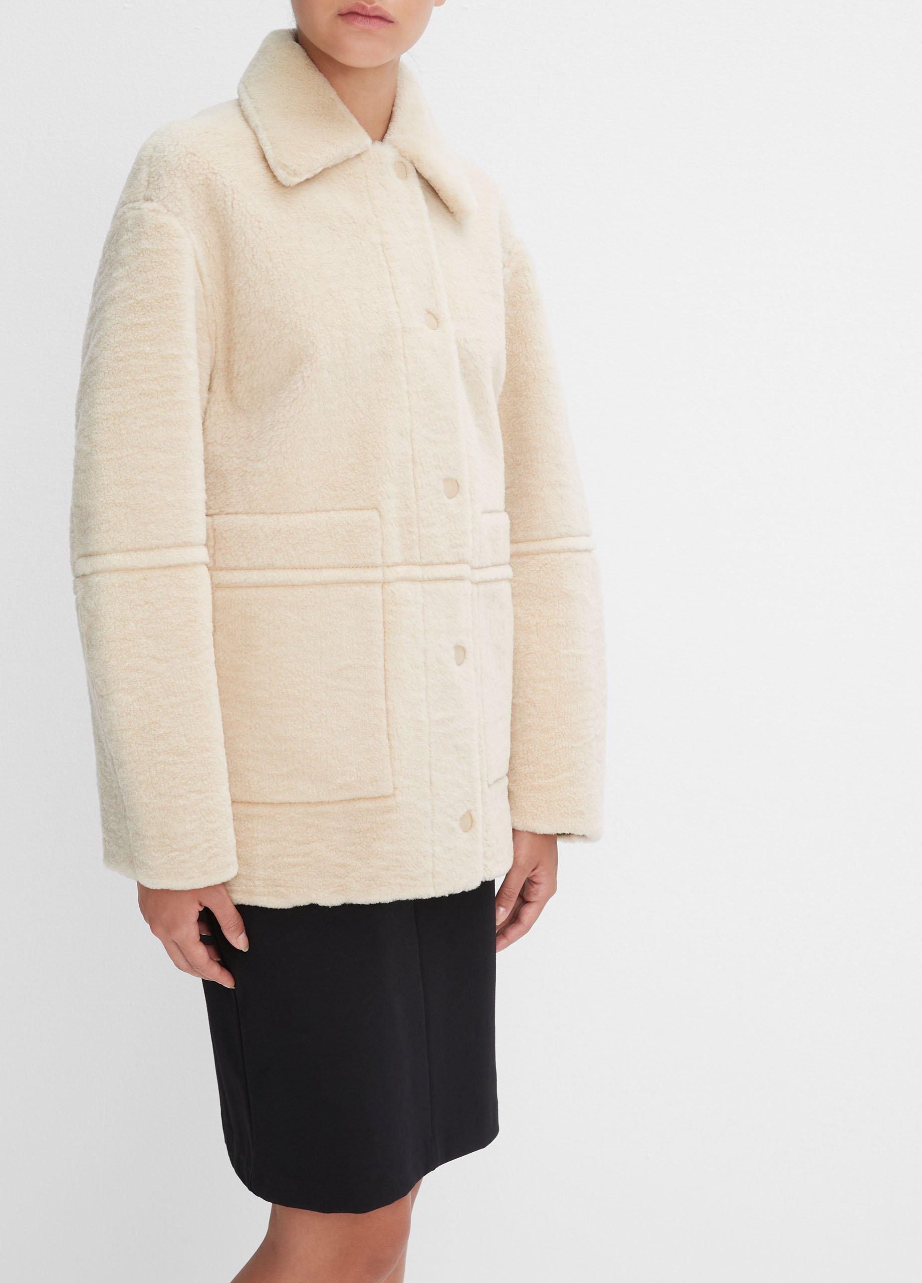 Reversible Plush Shearling Jacket in Jackets Outerwear Vince