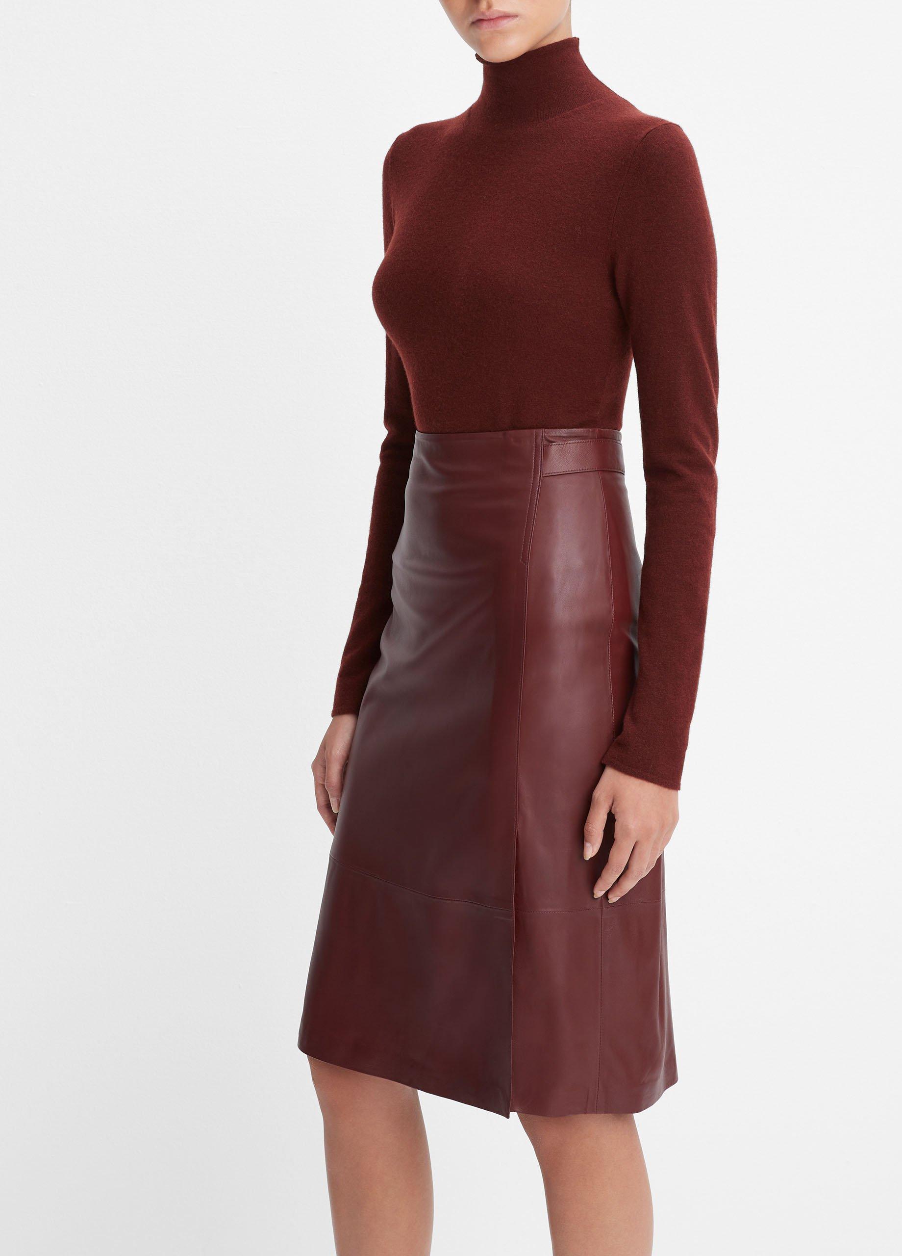 Vince leather 2024 midi skirt