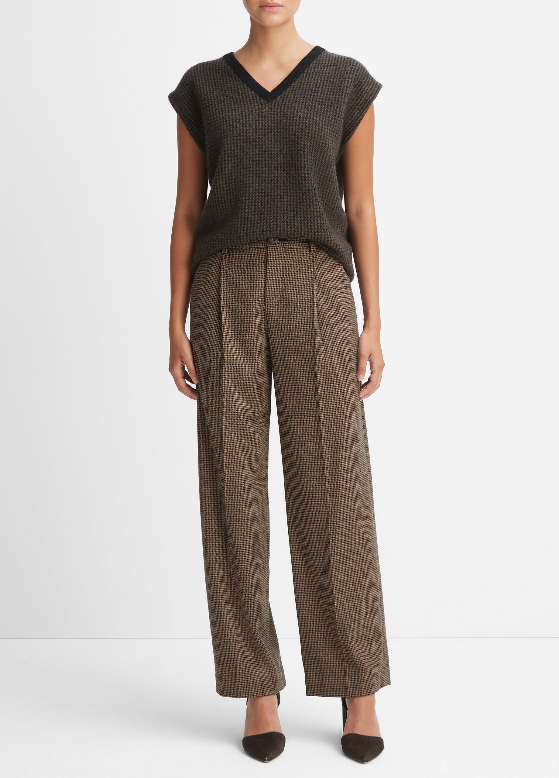 Houndstooth Pleated-Front Pant in Trousers | Vince