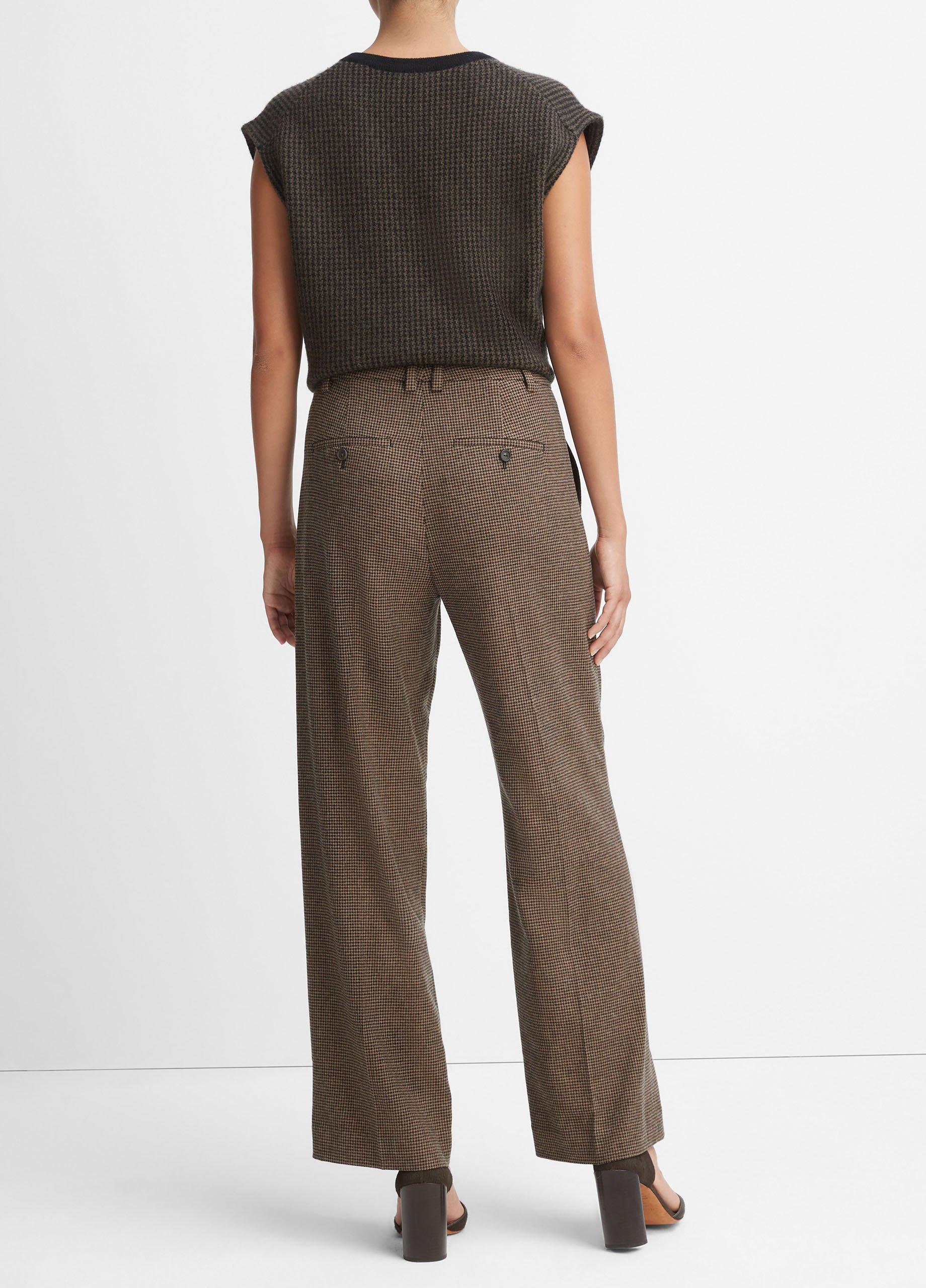Houndstooth Pleated-Front Pant in Trousers | Vince