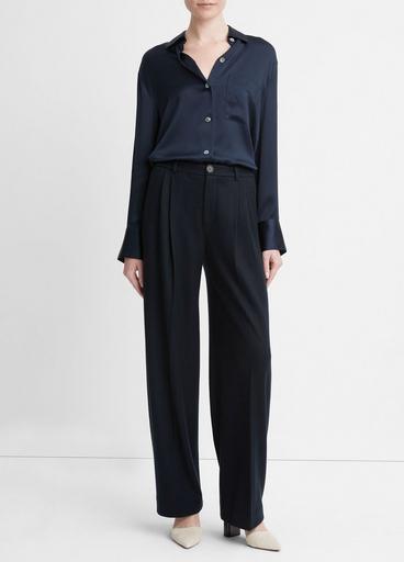 Cozy Wool-Blend Pleated-Front Pant image number 0
