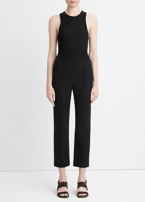 Cozy Wool-Blend Mid-Rise Stitch-Front Pant