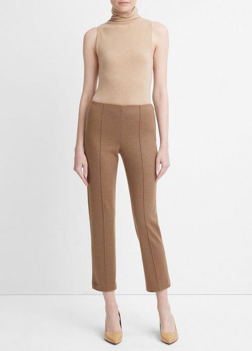 Cozy Wool-Blend Mid-Rise Stitch-Front Pant