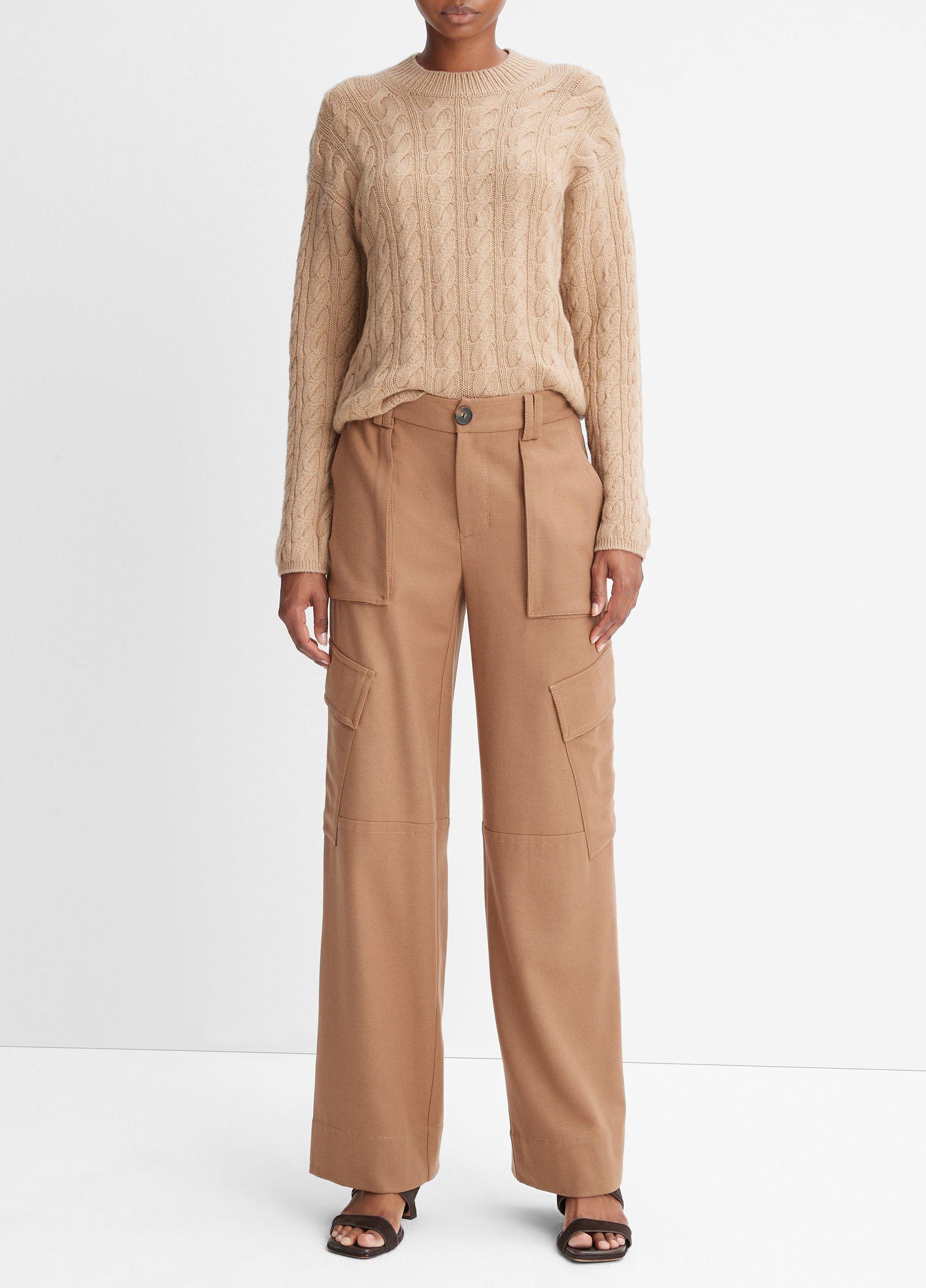 빈스 Vince Flannel Wide-Leg Cargo Pant,DARK BEECH