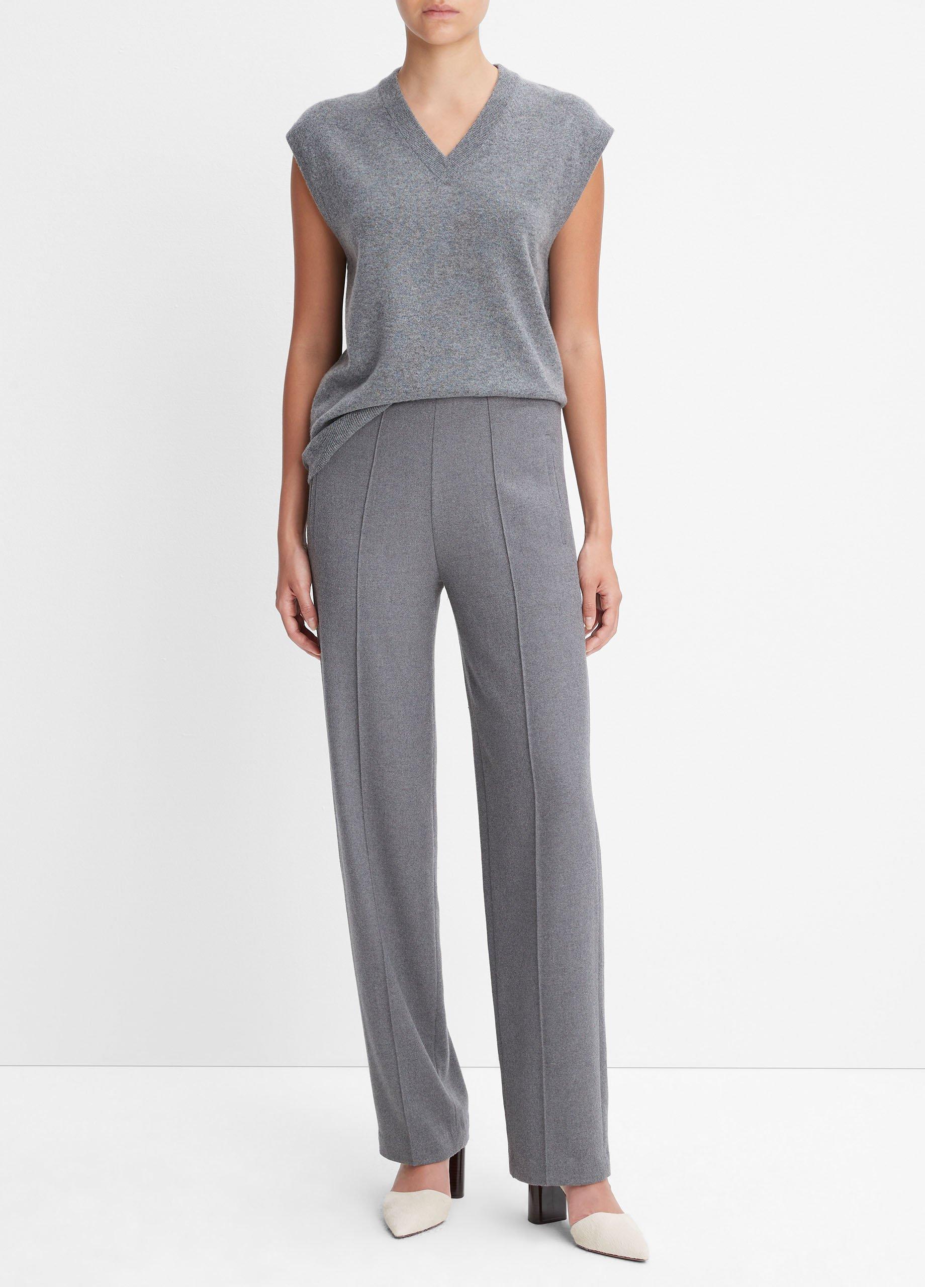 빈스 Vince Brushed Wool Mid-Rise Straight-Leg Pant,HEATHER FLINT