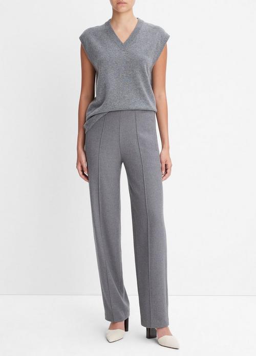 Brushed Wool Mid-Rise Straight-Leg Pant