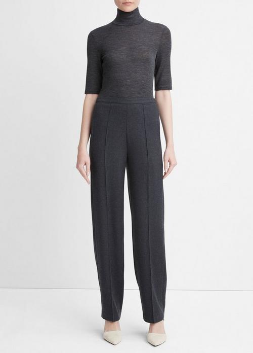 Brushed Wool Mid-Rise Straight-Leg Pant