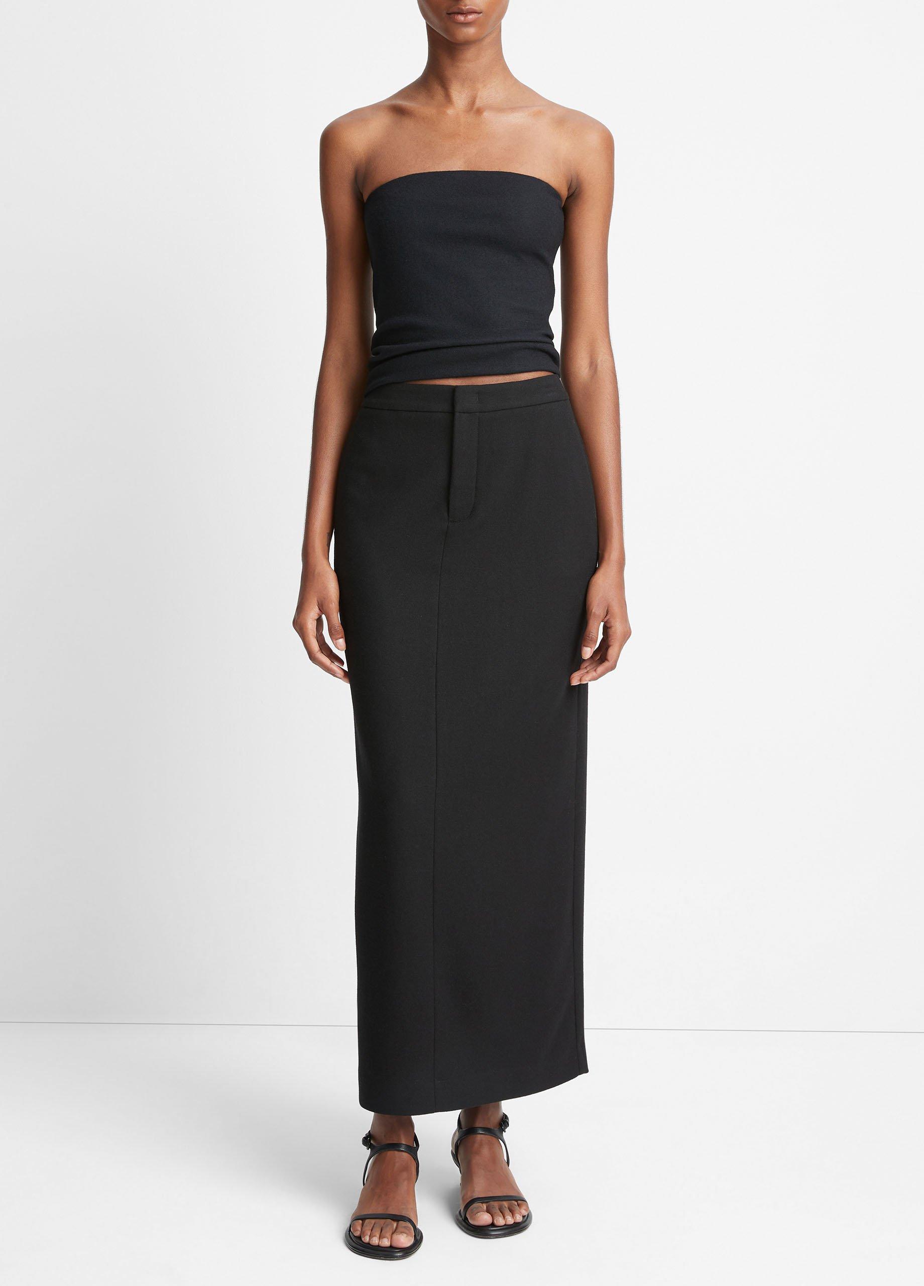 Vince Wool & Cashmere Flannel Maxi Skirt in Black | Smart Closet