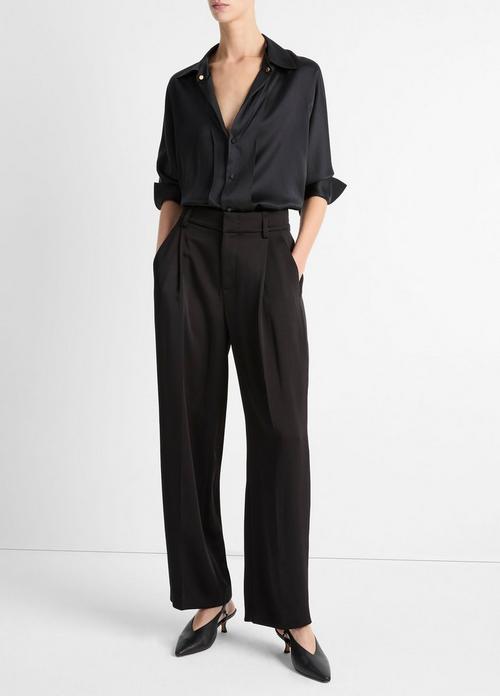 High-Waist Fluid Satin Wide-Leg Trouser