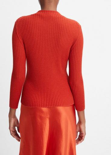 Ribbed Cashmere-Silk Mock Neck Sweater image number 3