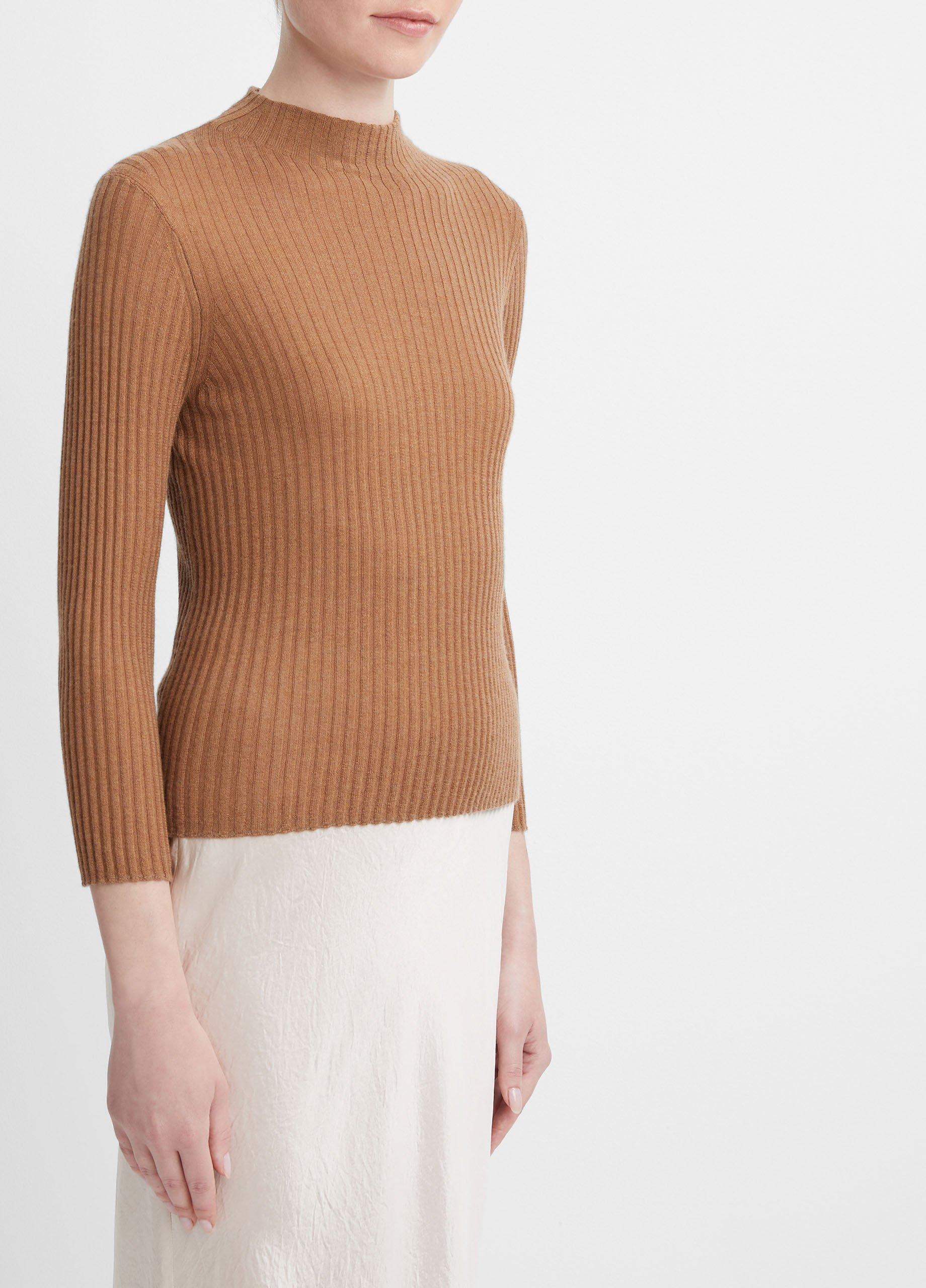 BOSS - Ribbed sweater in metalized fabric with mock neckline