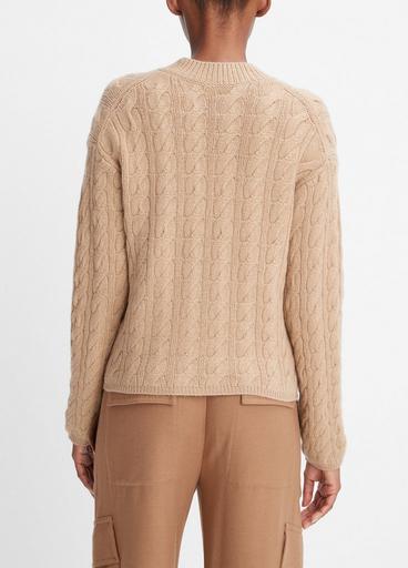 Wool-Blend Twisted Cable Crew Neck Sweater image number 3