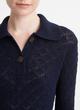 Italian Wool-Blend Lace-Stitch Polo Sweater image number 1