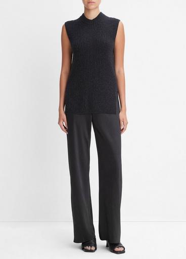 Ribbed Wool and Cashmere Sleeveless Tunic Sweater image number 0