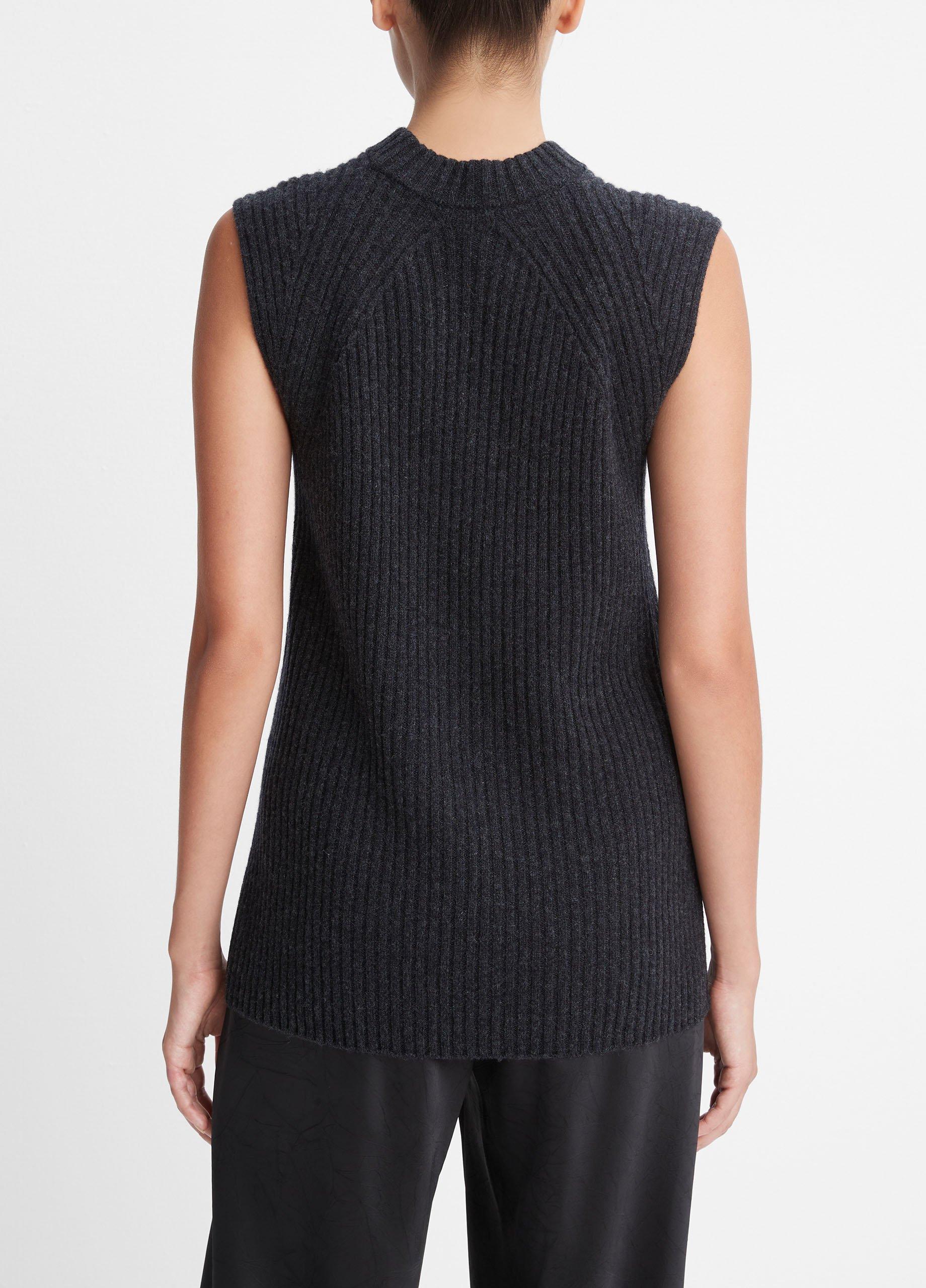 Ribbed Wool and Cashmere Sleeveless Tunic Sweater in Sweaters | Vince