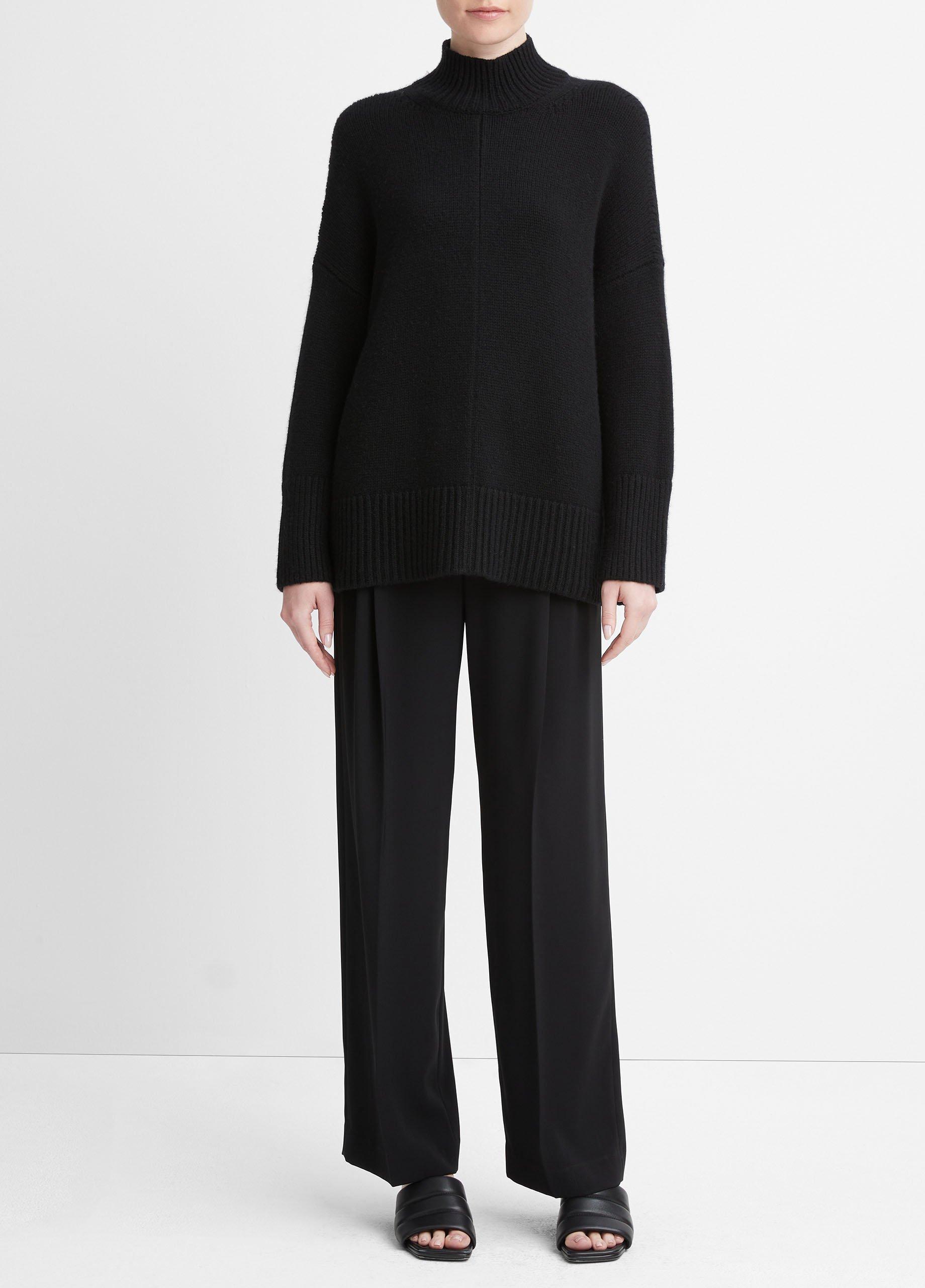 빈스 Vince Wool and Cashmere Trapeze Turtleneck Sweater,BLACK